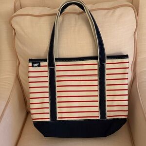 Lands' End Navy and Red Striped Tote